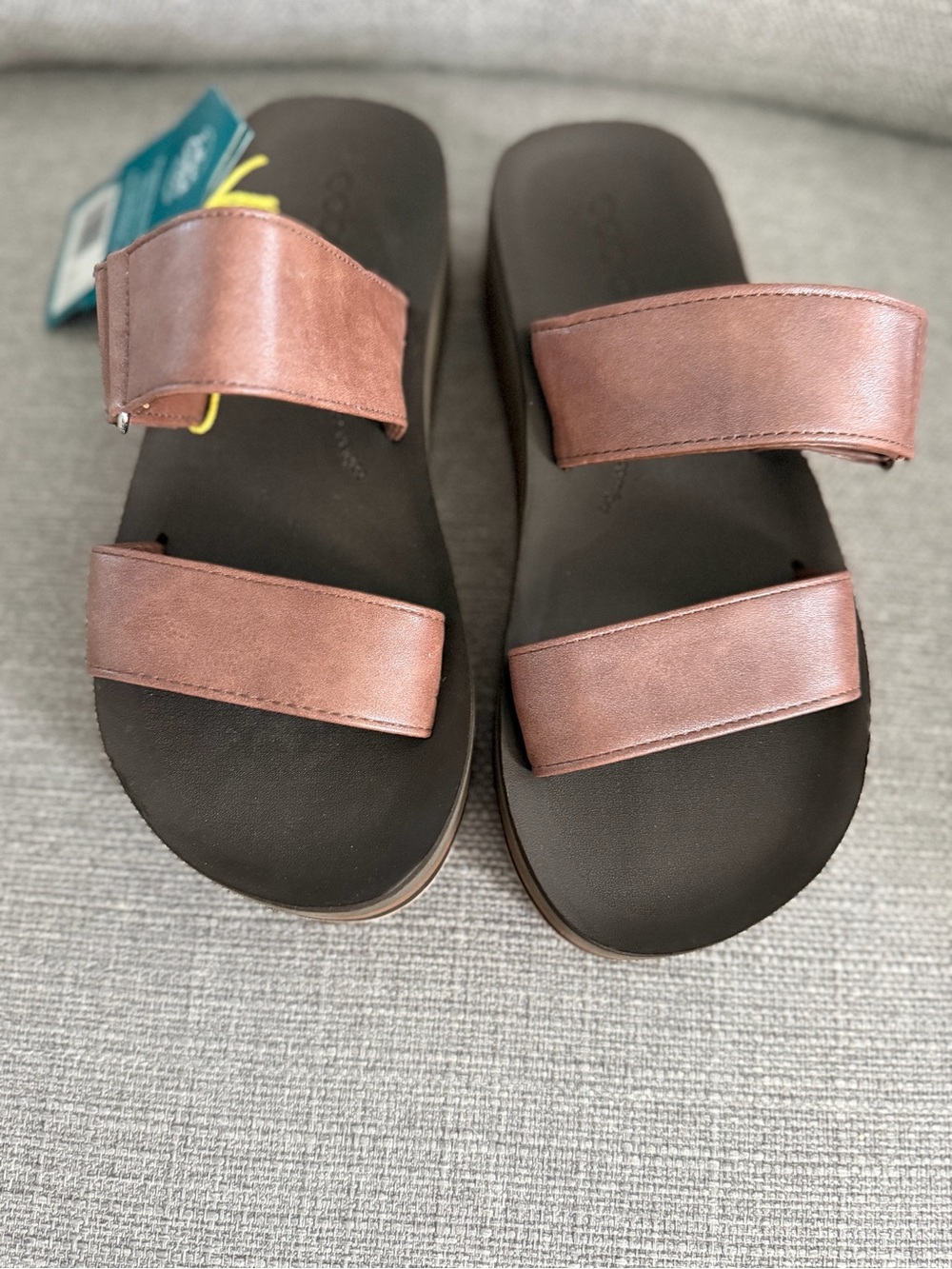 Cobian Women's Brown Double-Strap Slide Sandals